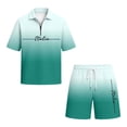 thumbnail image 5 of CONFREE Mens 2 Peice Shorts Sets Casual Men's Summer Outfits Set Gradient Color Waffle Polo Shirts Shorts Beach Vacation Outfits for Men, 5 of 5
