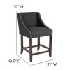 thumbnail image 6 of Flash Furniture Carmel Series 24" High Transitional Walnut Counter Height Stool with Accent Nail Trim in Charcoal Fabric, 6 of 12