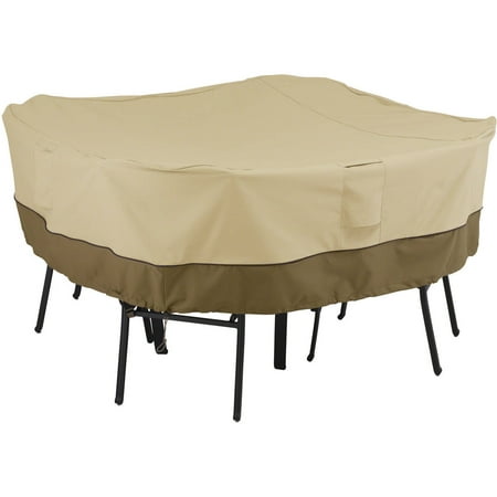 Classic Accessories Veranda Square Table and Chair Patio Furniture Storage Cover, Medium, Pebble/Bark/Earth