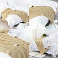 thumbnail image 3 of Flxxie Cotton Cable Knitted Twin Blanket, Sherpa Fleece Twin Blanket Dual Sided (Khaki, 60" x 80"), 3 of 4