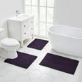 thumbnail image 3 of Walensee Non-Slip Bathroom Rugs Chenille Soft Striped Plush Bath Mat, 20" x 32", Dark Purple, 3 of 7
