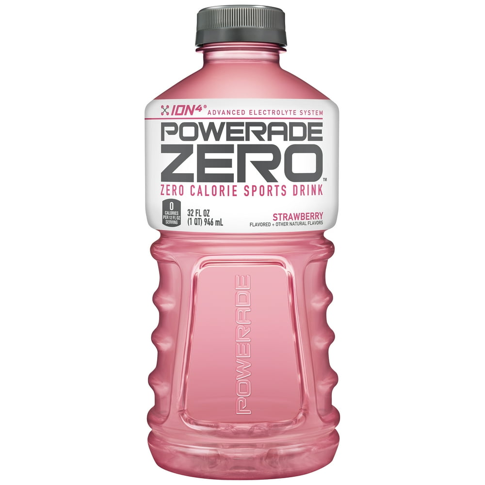 POWERADE Zero Strawberry, ION4 Electrolyte Enhanced Fruit Flavored Zero Sugar Zero Calorie