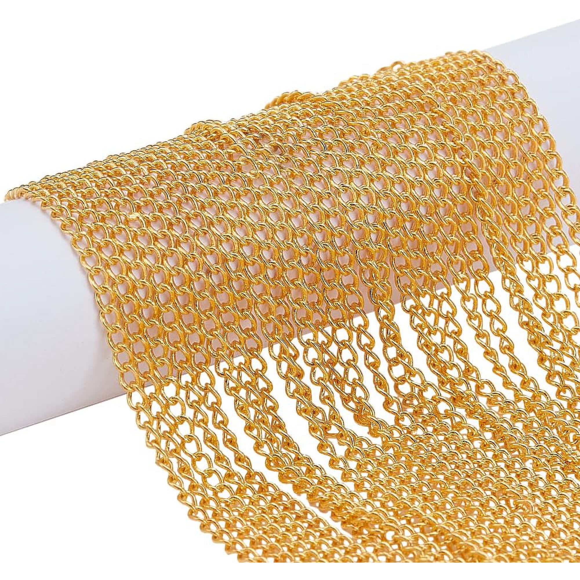 PH 16 Feet Brass Cable Chains Golden Extender Chains 2mm Jewelry Making Chains Metal Gold Link Chains Jewelry Chain Bulk for DIY Necklace Bracelet Anklets Choker Jewelry Making for DIY