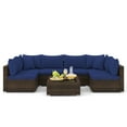 thumbnail image 1 of Gymax Set of 7 Rattan Furniture Set Sectional Sofa Cushioned Garden Patio Navy, 1 of 6