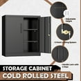 thumbnail image 3 of SUNCROWN Metal Storage Cabinet with Locking Doors, Lockable Cabinet with 2 Doors and Shelves, Black Cabinet with Lock, Small Steel Cabinet for Office, Garage, Home, Shop, 3 of 11