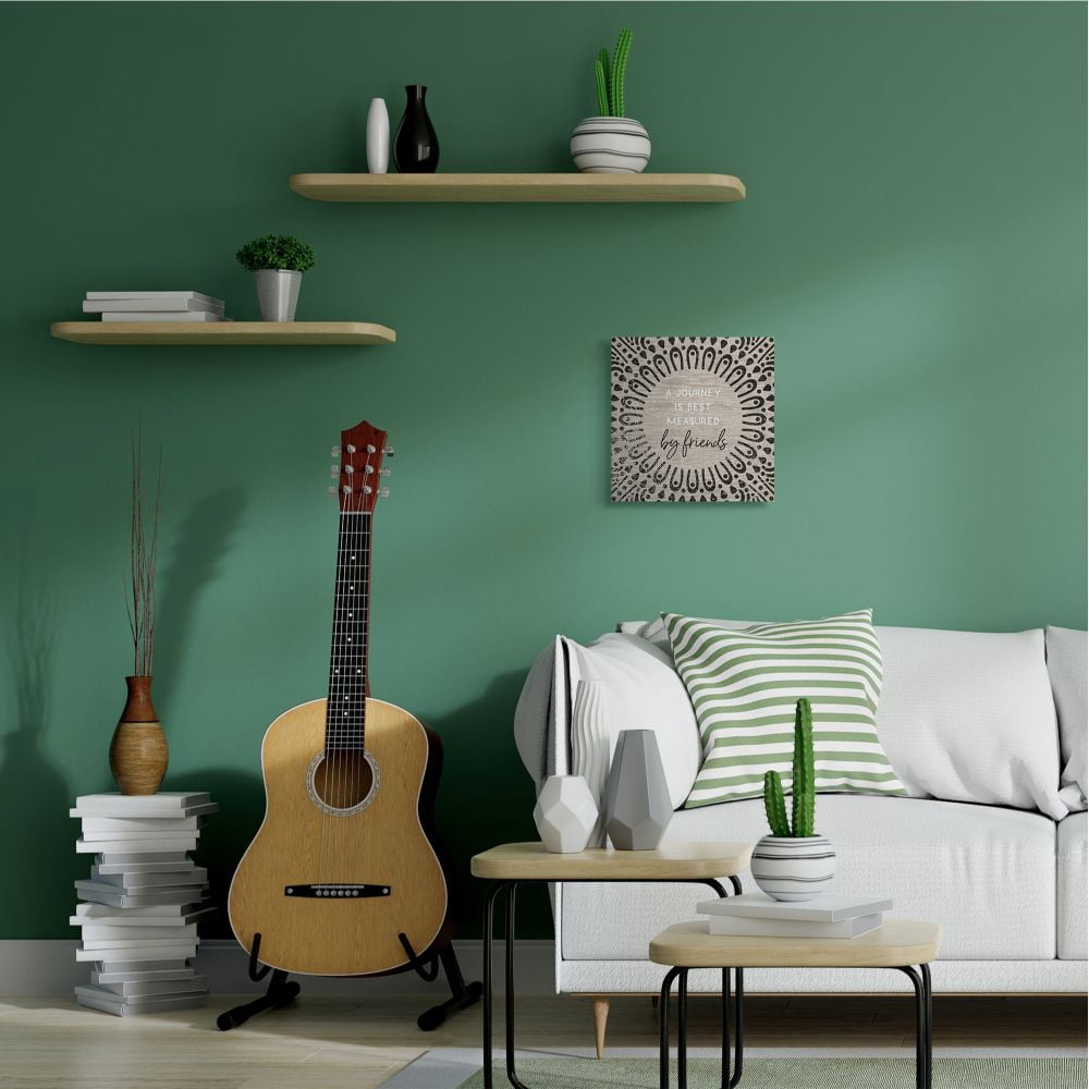Best Measured By Friends Quote Moroccan Inspired Pattern Typography Gallery-Wrapped Canvas Print Wall Art, 17x17
