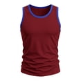 thumbnail image 6 of Delconic Men’s Retro Loose Fit Gym Tank Top Stretchy Quick Dry Contrast Trim Athletic Training Vest Sleeveless Sportswear for Workout Fitness Wine L, 6 of 7