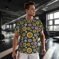 thumbnail image 3 of Wukai Colorful Sunflowers Print Men's Short-Sleeved Mesh T-Shirt,Quick-Dry Short Sleeve Workout T-Shirt-, 3 of 8