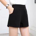 thumbnail image 2 of Pantalones cortos de gasa negros L para mujer, pantalones cortos holgados de cintura alta con bolsillos y pierna ancha, pantalones finos con cremallera para botas, culottes de traje acampanados, 2 of 8
