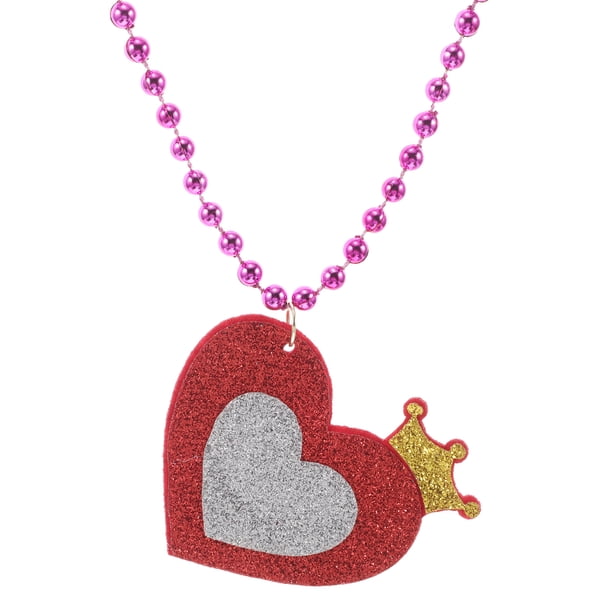 Collar con colgante de cuentas en forma de corazón para San Valentín, para mujeres y niñas, accesorios y decoraciones para fiestas