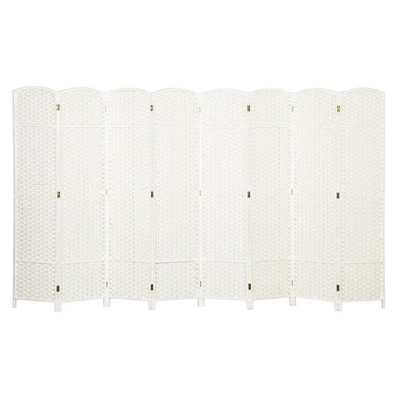 Folding Screen 8 Panel 5.6 ' Tall Privacy Screen Freestanding Room Partition for Home Office, White
