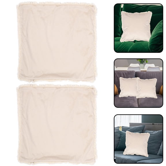 Amosfun Set of 2 Beige Polyester Throw Pillow Covers for Sofa, Couch, Bedroom Decorative