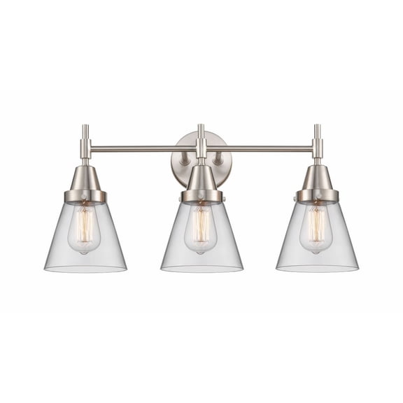 447-3W-SN-G62 Innovations Lighting Cone - 3 Light Bath Vanity-11 Inches Tall and 24.25 Inches Wide-Satin Nickel Finish-Clear Glass Color