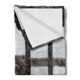 thumbnail image 2 of Shutters Soft Flannel Fleece Throw Blanket, Old Door of the Farmhouse Facade Architectural Detail Timber Framing, Cozy Plush for Indoor and Outdoor Use, 50" x 70", Charcoal White, by Ambesonne, 2 of 5