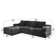 thumbnail image 5 of 104.3" L-Shaped Corduroy Sectional Sofa , No-Assembly Modular Couch, Deep Seat Recliner Lounge with 2 Pillows，Living Room & Bedroom, Gray, Left, 5 of 7