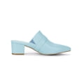 thumbnail image 3 of BLISSFUL STEP Women's Shoes Buckle Strap Pointed Toe Chunky Heel PU Vamp Mule Shoes Sky Blue 11, 3 of 7