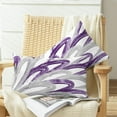 thumbnail image 2 of Throw Pillow Cases Pack of 2 Cozy Fleece Two-Tone Abstract Feather Decorative Cushion Covers for Couch Bed Sofa Farmhouse Decoration 12 X 20 Inches Purple Grey, 2 of 6