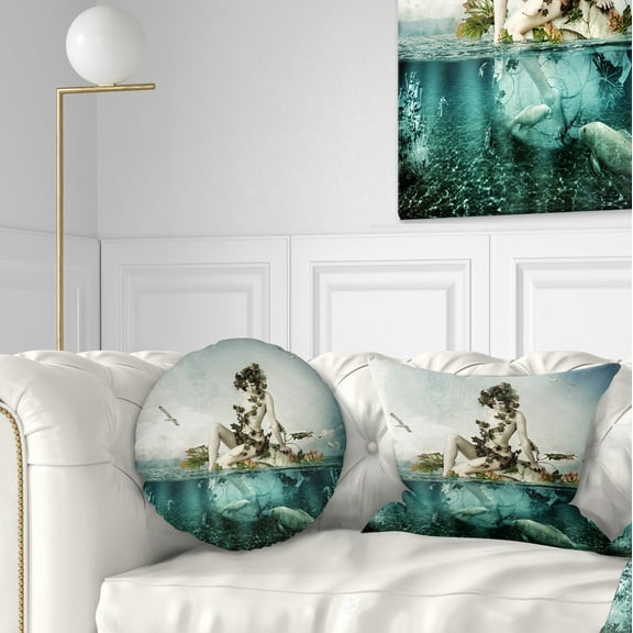 Designart Woman of the Sea - Modern Portrait Throw Pillow - 12x20