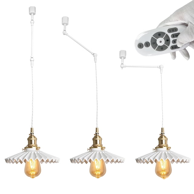 FSLiving Éclairage sur Rail de Type H à Hauteur Réglable, Abat-Jour Moderne Rétro en Céramique Blanche, Lumière DEL à Cardan, Ampoules Edison Intelligentes Vintage, Minuterie 2200K-6500K pour Dessus de Table de Salle à Manger, Plafond Incliné - 3 Lumières