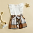 thumbnail image 2 of Coming Home Outfit Girl Kids Baby Spring Summer Ribbed Sleeveless Tops Plaid Skirts Set Cotton Clothes New Born Clothes Baby Girl White 2 Years-3 Years, 2 of 7
