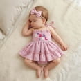thumbnail image 3 of Duqingm Baby Girl First Birthday Outfit Smocked Bubble Romper Dress Jumpsuit Bodysuit Cute Summer Clothes Purple,12-18 Months, 3 of 6