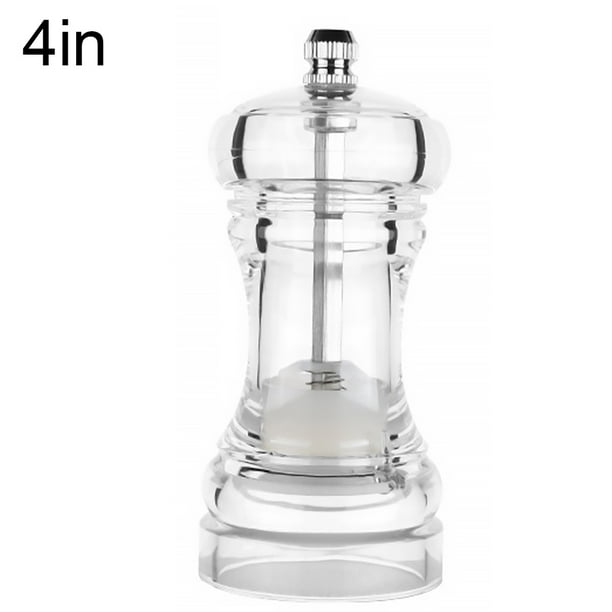 Acrylic Pepper Grinder Clear Ceramic Peppercorns Sea Salt Mill with Adjustable Coarseness, 4