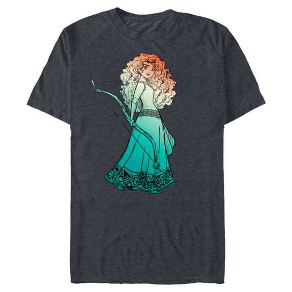 Disney and PIXAR Brave Merida Stylized T-Shirt- Short Sleeve Blended T-Shirt for Adults - Customized-Navy Heather