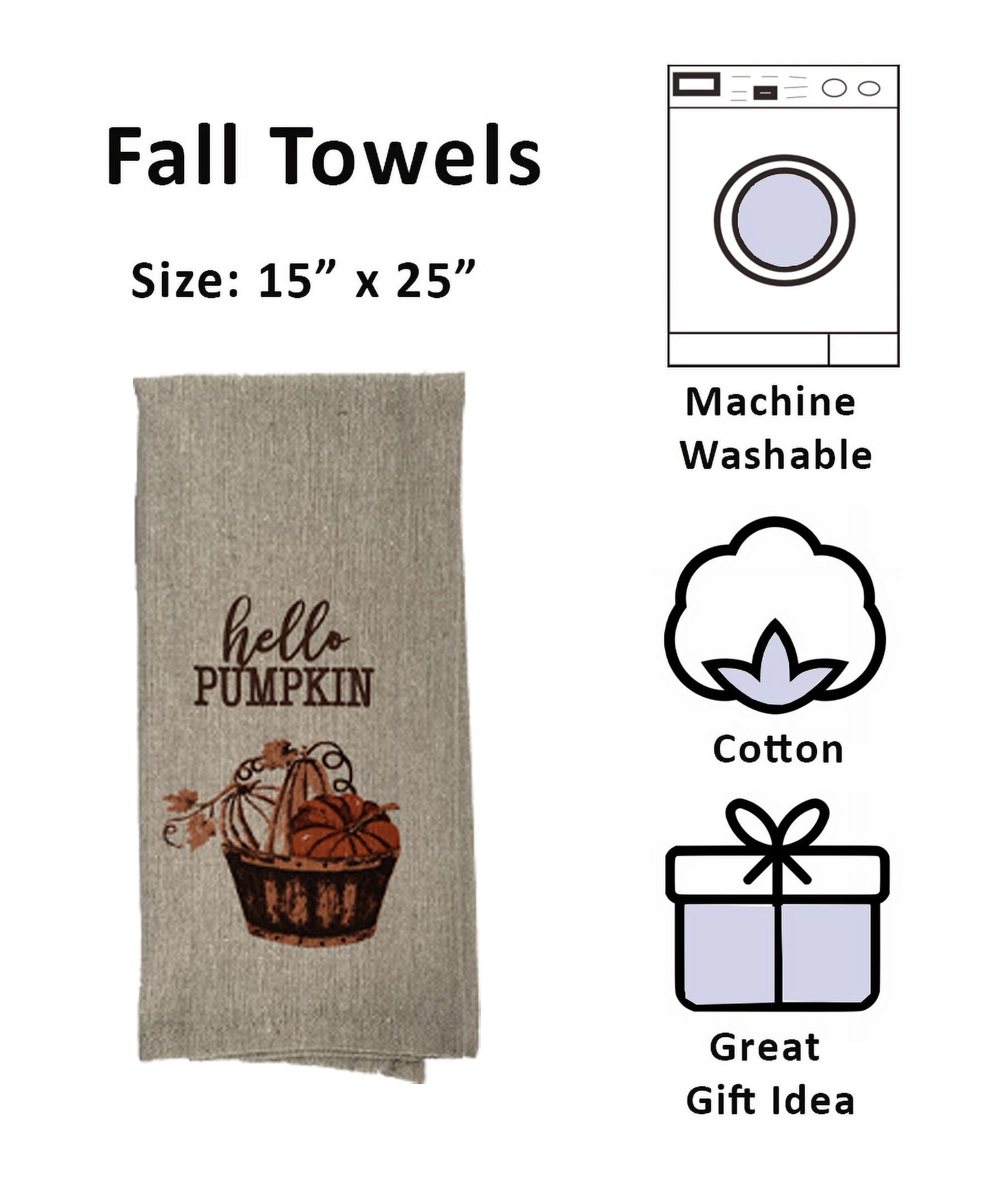 AnyDesign 4 Pack Fall Kitchen Dish Towel Thanksgiving Leaves Pumpkins Tea  Towels 18 x 28 Inch Autumn Rustic Vintage Fall Harvest Dishcloth Hand  Drying