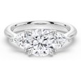 thumbnail image 1 of MSBLUE 3 Carat Three Stone Moissanite Engagement Ring, D Color VVS1 Round Cut Center Triangular Side Stones, S925 Sterling Silver, Rhodium Plated Finish, 1 of 7