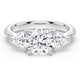 thumbnail image 1 of MSBLUE 3 Carat Three Stone Moissanite Engagement Ring, D Color VVS1 Round Cut Center Triangular Side Stones, S925 Sterling Silver, Rhodium Plated Finish, 1 of 7