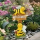 thumbnail image 1 of Señal de bienvenida de figuras de abejas, estatua de resina, placa decorativa de luces solares, escultura de animales de decoración de jardín para, 1 of 8