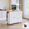 thumbnail image 3 of HLR 50.39" Kitchen Island with Storage, Wood Top Cart with Drop Leaf and Wheels, White, 3 of 14