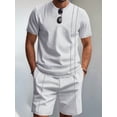 thumbnail image 4 of Men'S 2 Piece Outfits Short Sleeve Casual Shirt and Shorts Sets Light Gray XXL, 4 of 7