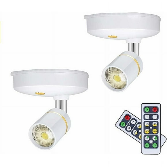 Dimmable LED Spotlights for Walls, Remote Control, Rotatable Accent Lighting (2-Pack) Wireless Battery-Driven Picture Lights