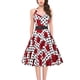 thumbnail image 1 of Gibobby Vestido Casual para Mujer Vestido vintage de los años 50 para mujer de verano Brocado Cuello colgante Estampado con cordones Cintura remetida(G,XL), 1 of 3