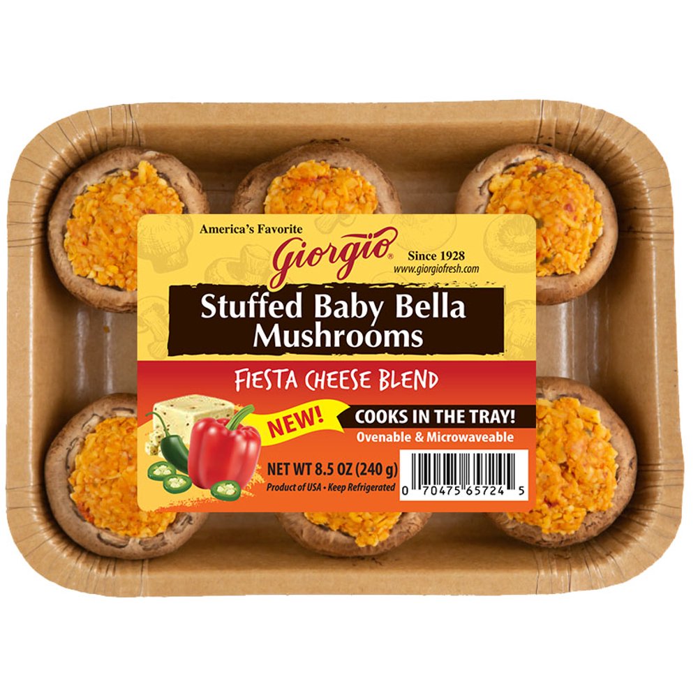 Stuffed Baby Bella Mushrooms, Fiesta Cheese Blend, 8.5 oz, 6 Count