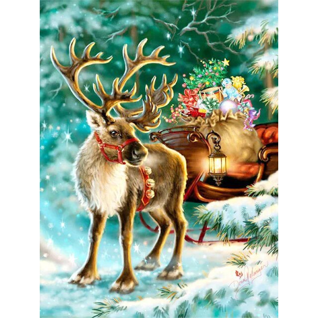 HOMFUN-pintura de diamante artesanal "Papá Noel de Navidad", bordado de diamantes de imitación cuadrados y redondos, estilo punto de cruz 5D, decoración del hogar