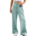 thumbnail image 2 of Blmnix Petite Pants Pants for Women Trendy Plaid Pants Palazzo Bottoms Long High Flare-Leg Green Stretchy Work Pants for Women,S, 2 of 8