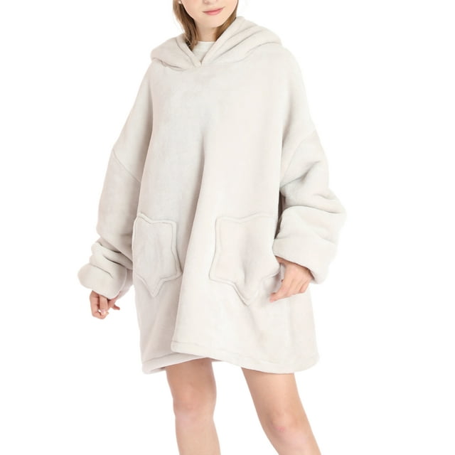 Pudcoco Universal Warm Hooded Sweater Fashion Printing Mink Wool Home Clothes
