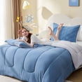 thumbnail image 6 of Bestier Blue Full Size Comforter Set | 3-Piece Bed in a Bag for All Seasons, Luxury Hotel Bedding Sets, U-Shaped Stitched Clump-Free Sorona Plant-Based Fiber, Gifts for Women Men, 6 of 7