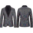 thumbnail image 2 of Hombres S Glitter Lentejuelas Un Botón Vestido Chaqueta Traje Blazer Abrigo Esmoquin Tops-, 2 of 4