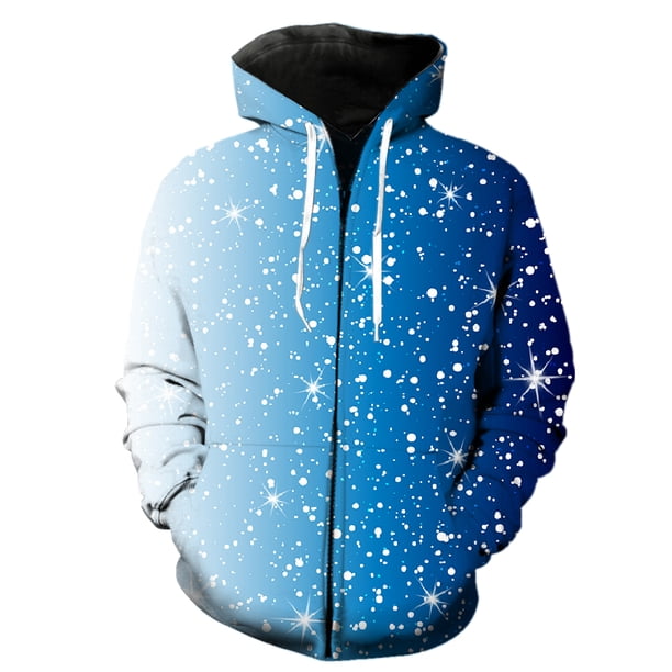 Sudadera con capucha y cremallera para hombre, con estampado de copos de nieve de invierno, moda, tops, estampado 3D, manga larga, divertida, de gran tamaño, gran oferta 2024, para adolescentes, prima