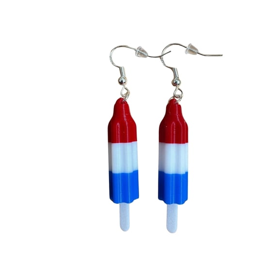 Rocket Pop Ice Cream Popsicle Dangle Drop Earrings Women Jewelry Colors Lollipop America Red White Blue 4th of July Memorial Day