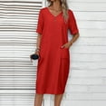 thumbnail image 4 of Women's Summer Dress with Pockets, V-Neck and Short Sleeves for Casual Comfortable Outfits, 4 of 8
