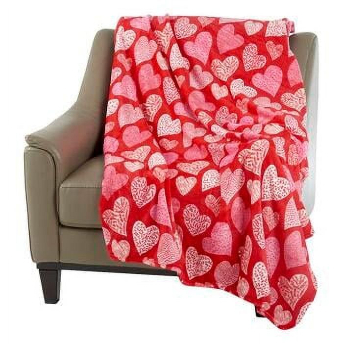  Red Crayon Love Heart Throw Blanket All Season Home