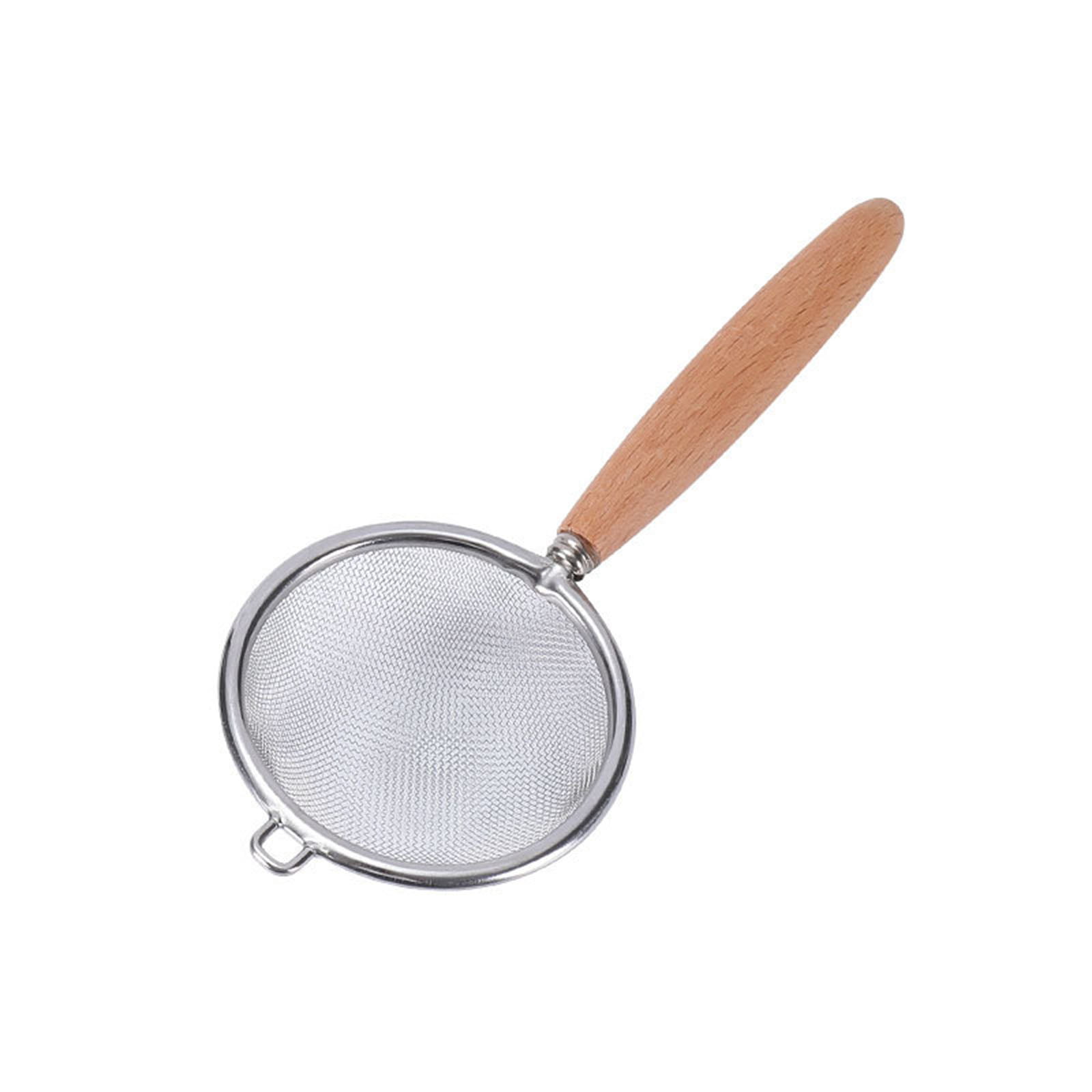 1 Pcs Stainless Steel Colander with Wooden Handle Mesh Strainer Oil Sieve Filter Kitchen Tools 