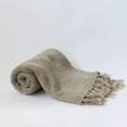 thumbnail image 1 of Set of 12 Taupe Cotton Waffle Weave With Fringes Throw, 1 of 2