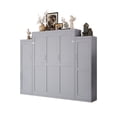thumbnail image 5 of Euroco Wood Queen Size Murphy Bed with Storage Shelves and Wardrobe, Wall Bed with Cabinets, Gray, 5 of 16