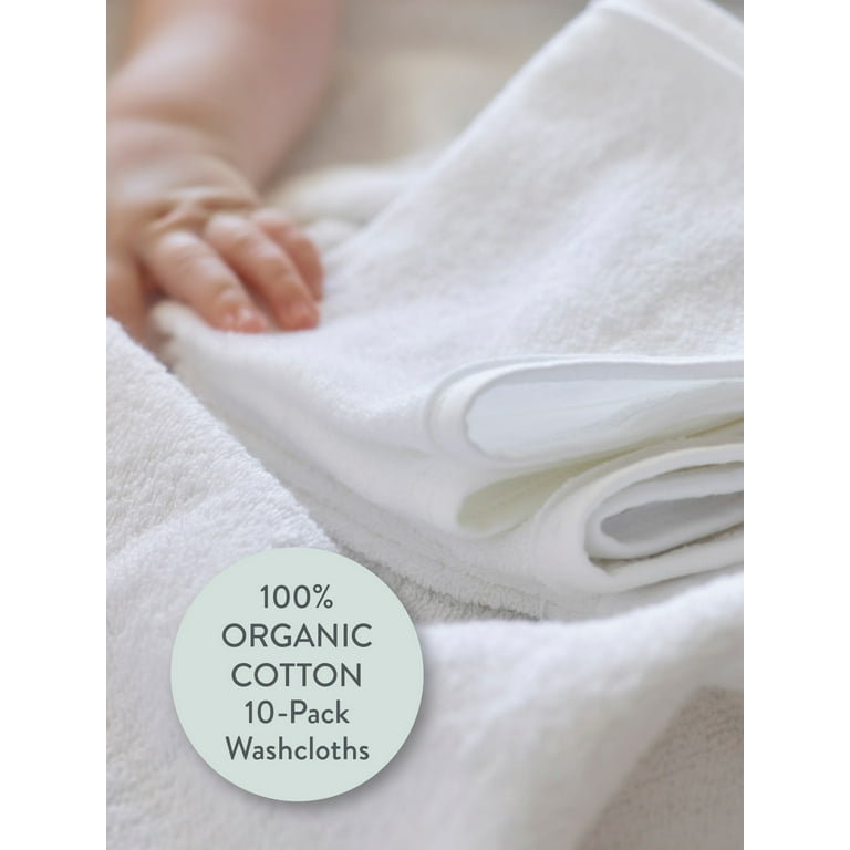 Honest Baby Clothing Ten Pack Organic Cotton Baby Terry Washcloths