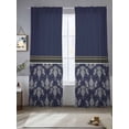 thumbnail image 2 of Boho Navy Blue Flower Sheer Curtains 96 Inch Length 2 Panels Set Window Treatments, Abstract Bohemia Pesley Floral Rod Pocket Semi Curtains for Living Room/Bedroom/Kitchen Décor, 104"W x 96"L, 2 of 7